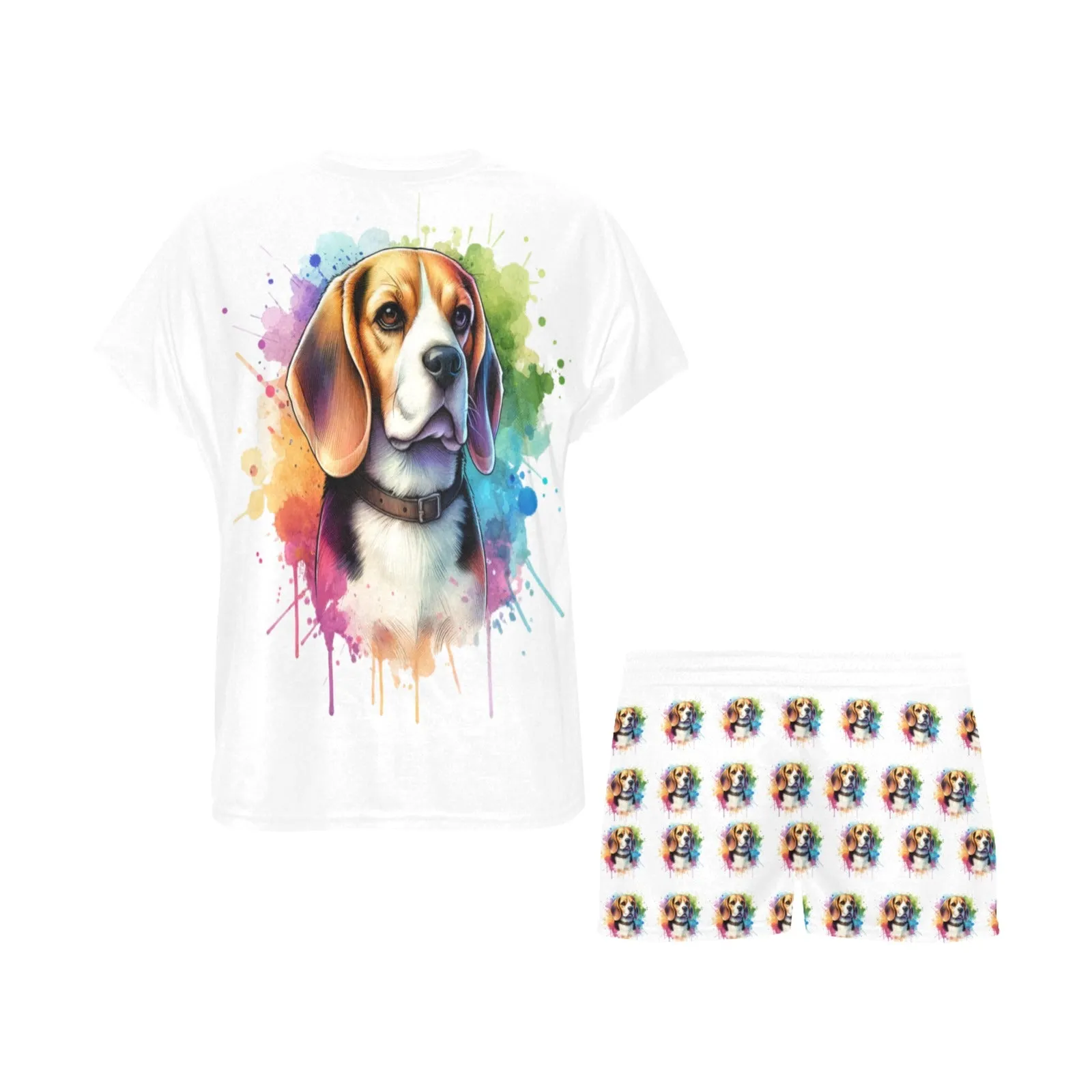 2 Piece Beagle PJ Set - Watercolor