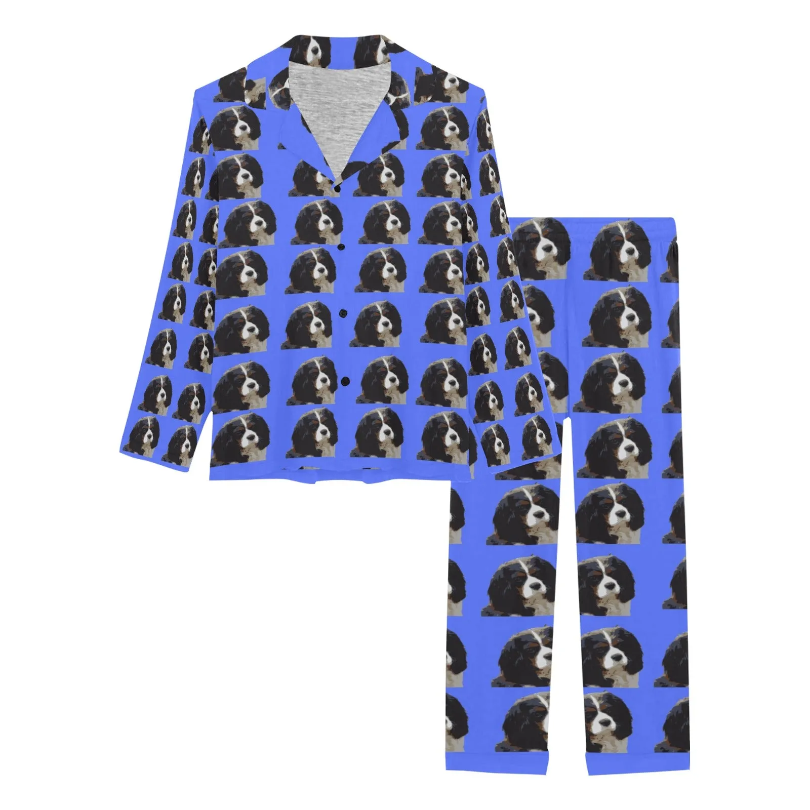 2 Piece Cavalier King Charles Spaniel Long PJ Set - Tri