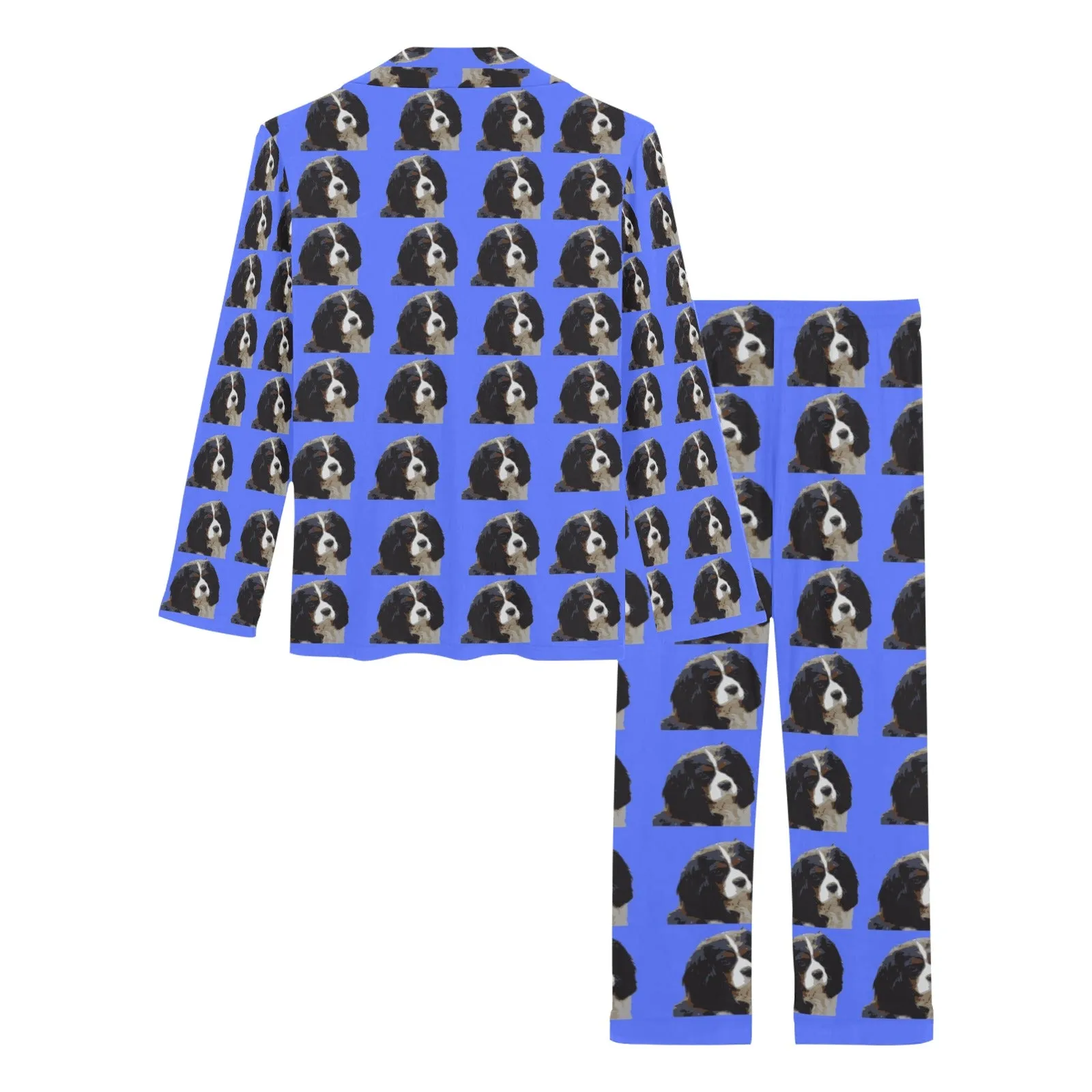2 Piece Cavalier King Charles Spaniel Long PJ Set - Tri