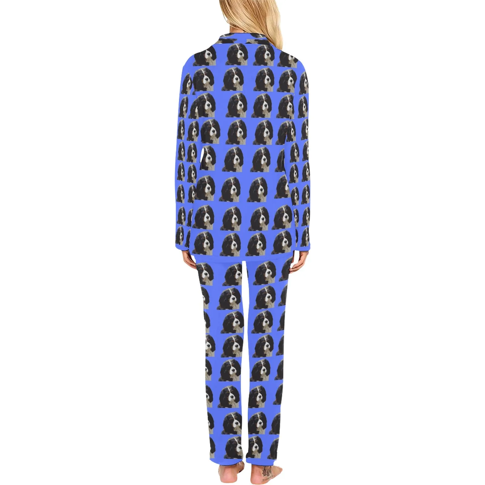 2 Piece Cavalier King Charles Spaniel Long PJ Set - Tri