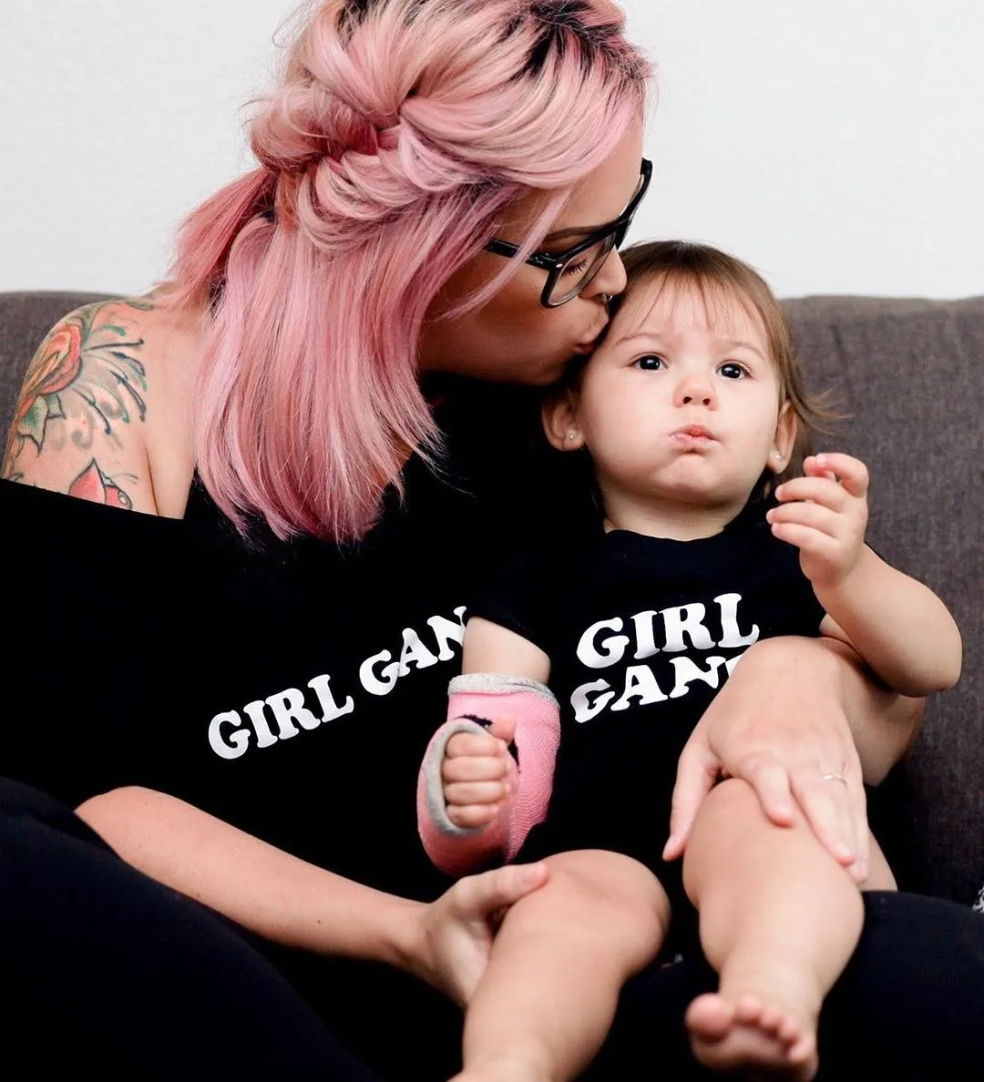 2 Piece Sets for Mama   Me - Girl Gang - Black Tee