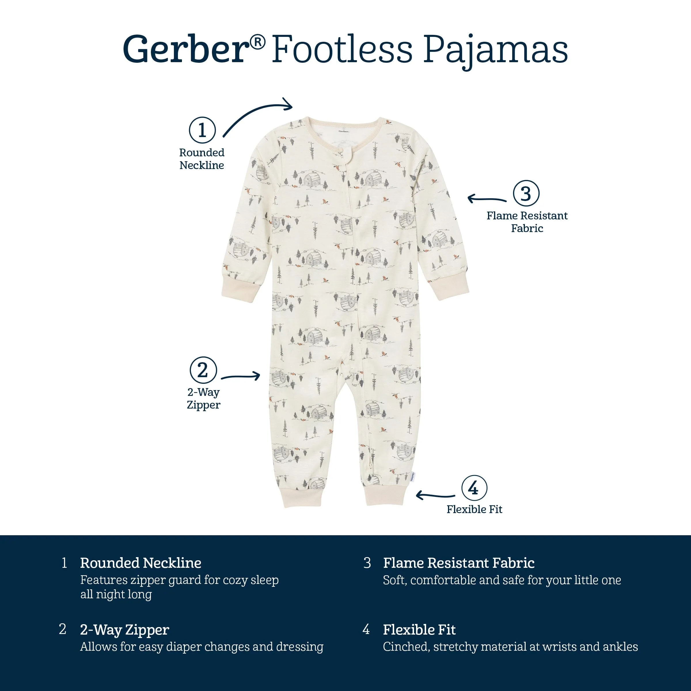 3-Pack Infant & Toddler Boys Jungle Footless Pajamas