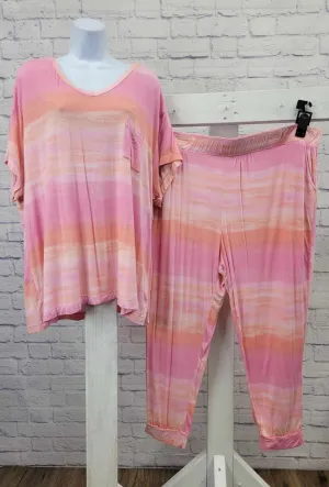 3XP PINK A473206 Koolaburra by UGG Petite V-Neck Tee and Slim Pant Set