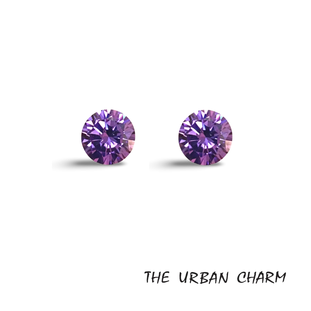 6mm Round Cut Amethyst Cubic Zirconia AAAAA quality Lab-grown Loose Gemstones : Set of 2