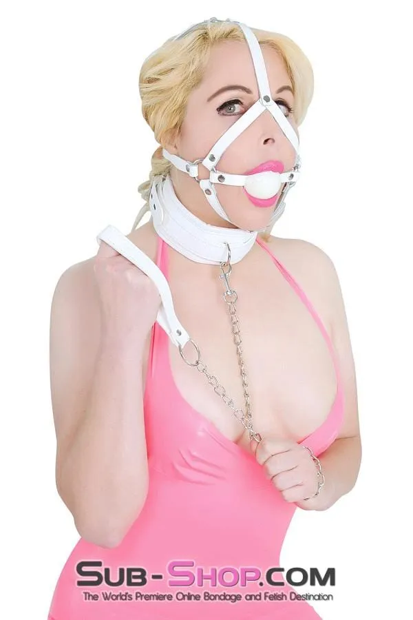 7251RS      Corrupt Me White Padded Bondage Collar and Leash Set