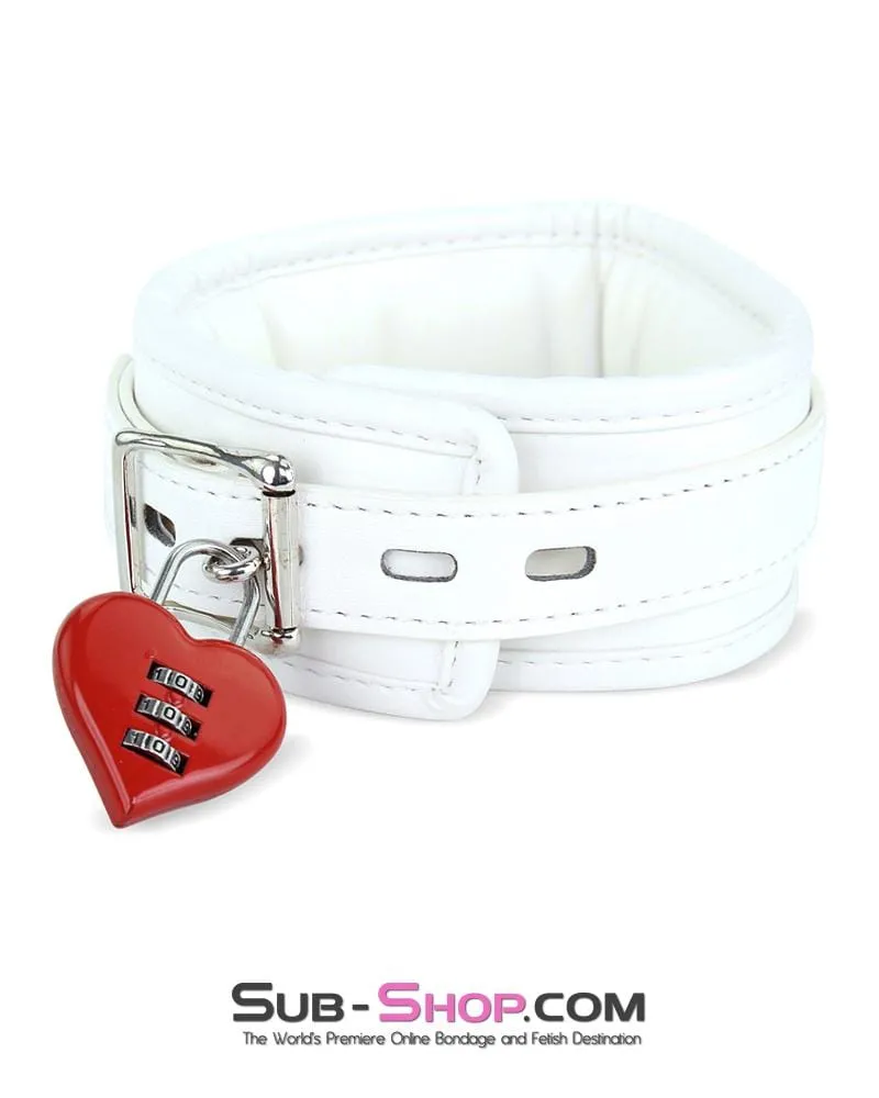 7251RS      Corrupt Me White Padded Bondage Collar and Leash Set