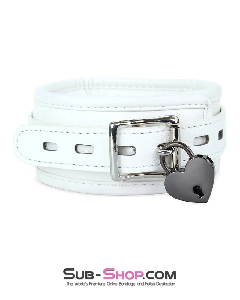 7251RS      Corrupt Me White Padded Bondage Collar and Leash Set
