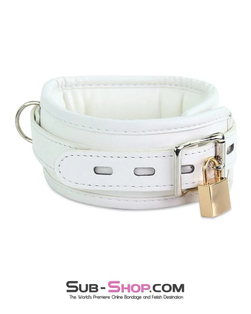 7251RS      Corrupt Me White Padded Bondage Collar and Leash Set