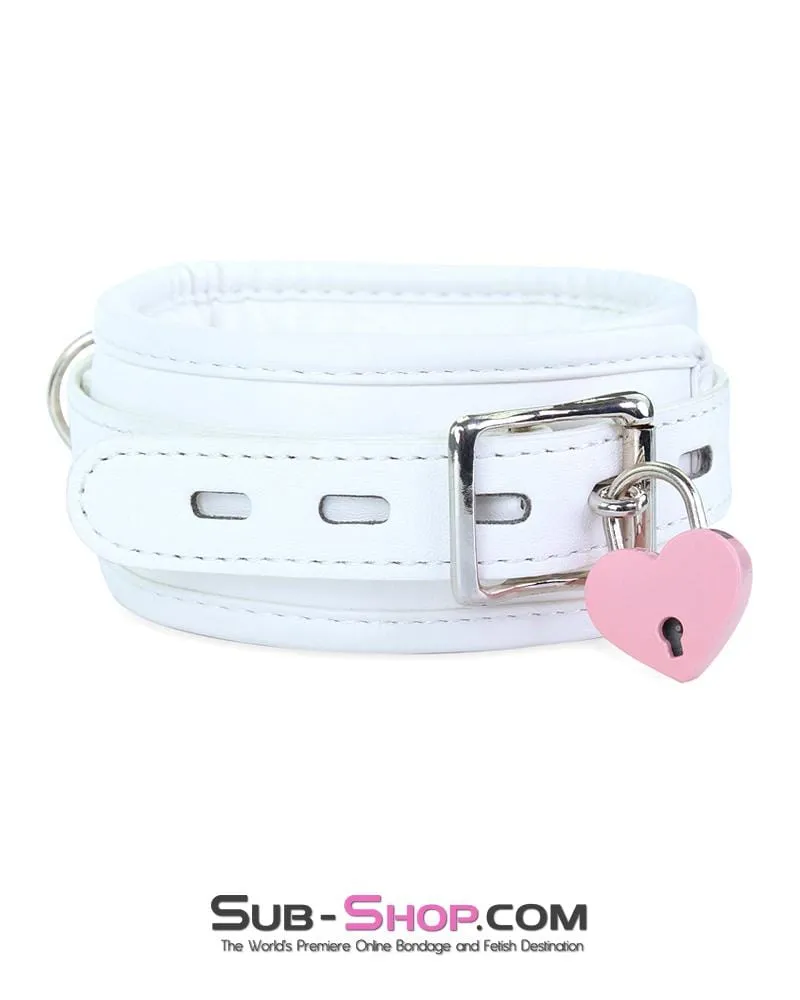 7251RS      Corrupt Me White Padded Bondage Collar and Leash Set