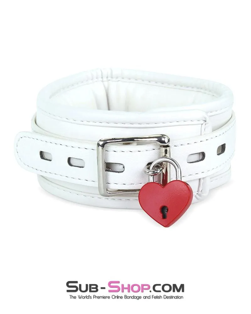 7251RS      Corrupt Me White Padded Bondage Collar and Leash Set