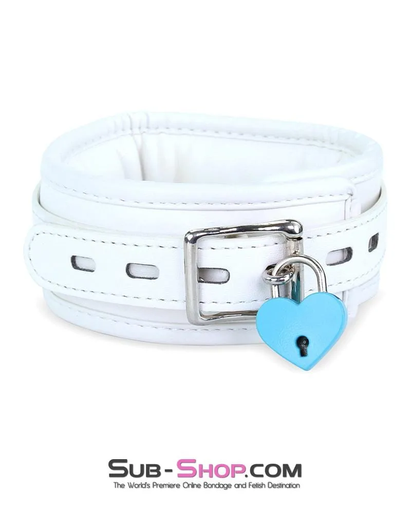 7251RS      Corrupt Me White Padded Bondage Collar and Leash Set