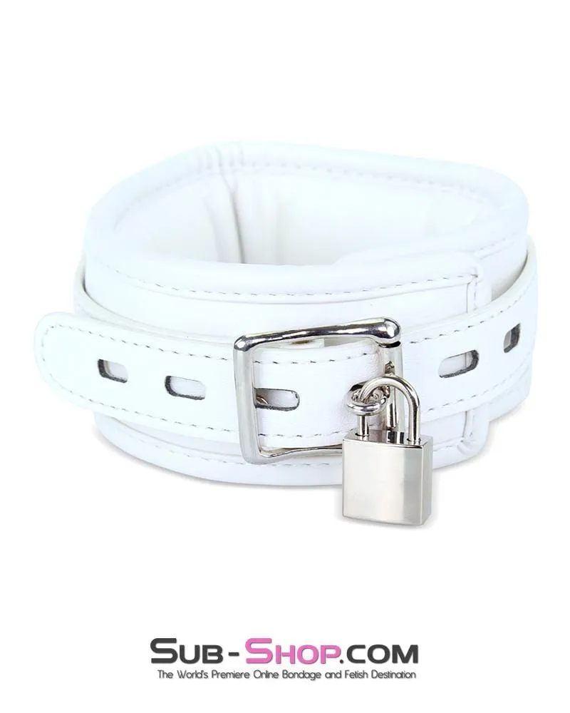 7251RS      Corrupt Me White Padded Bondage Collar and Leash Set