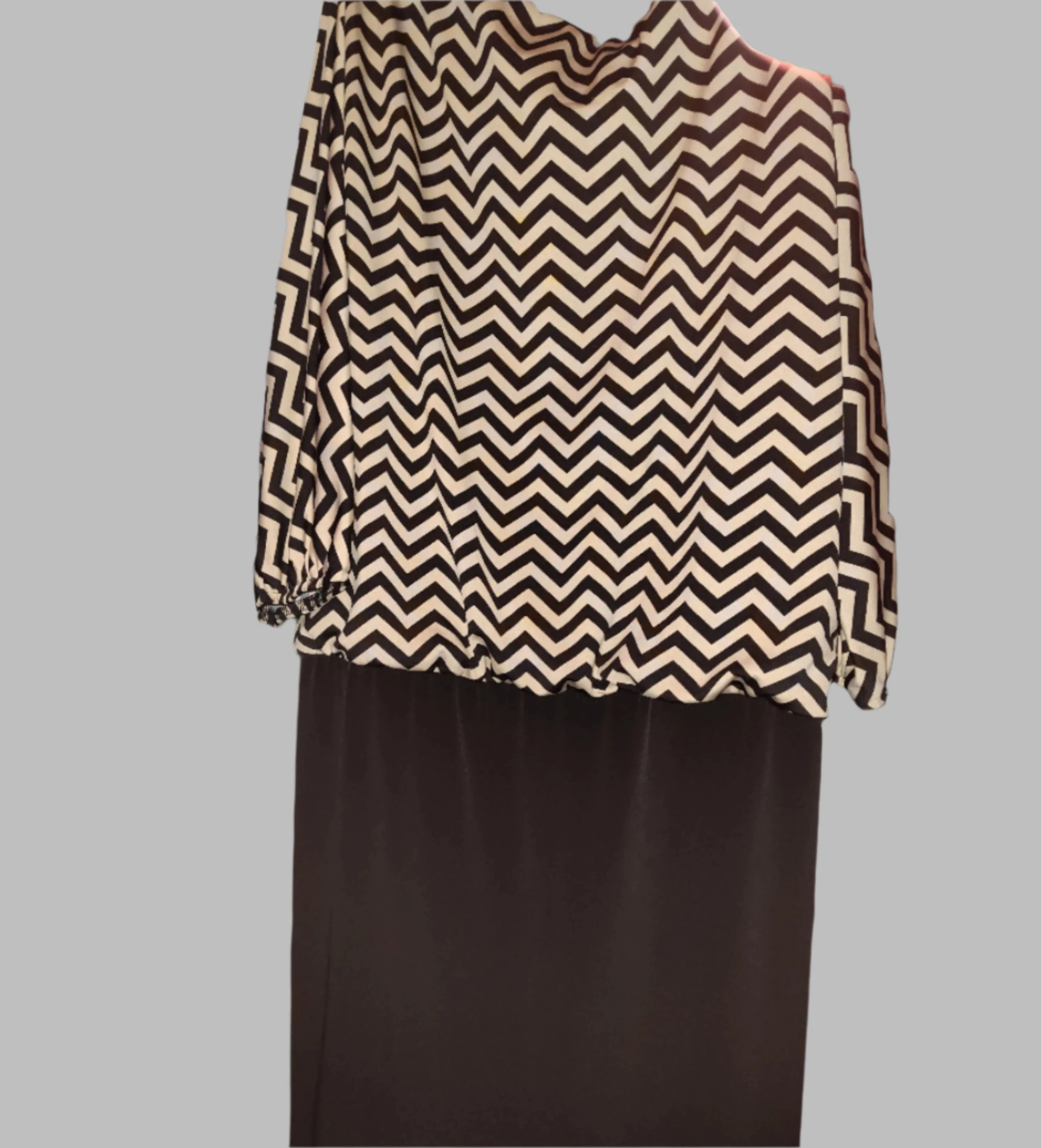 AGB Black and Tan Midi Dress with Half Sleeves