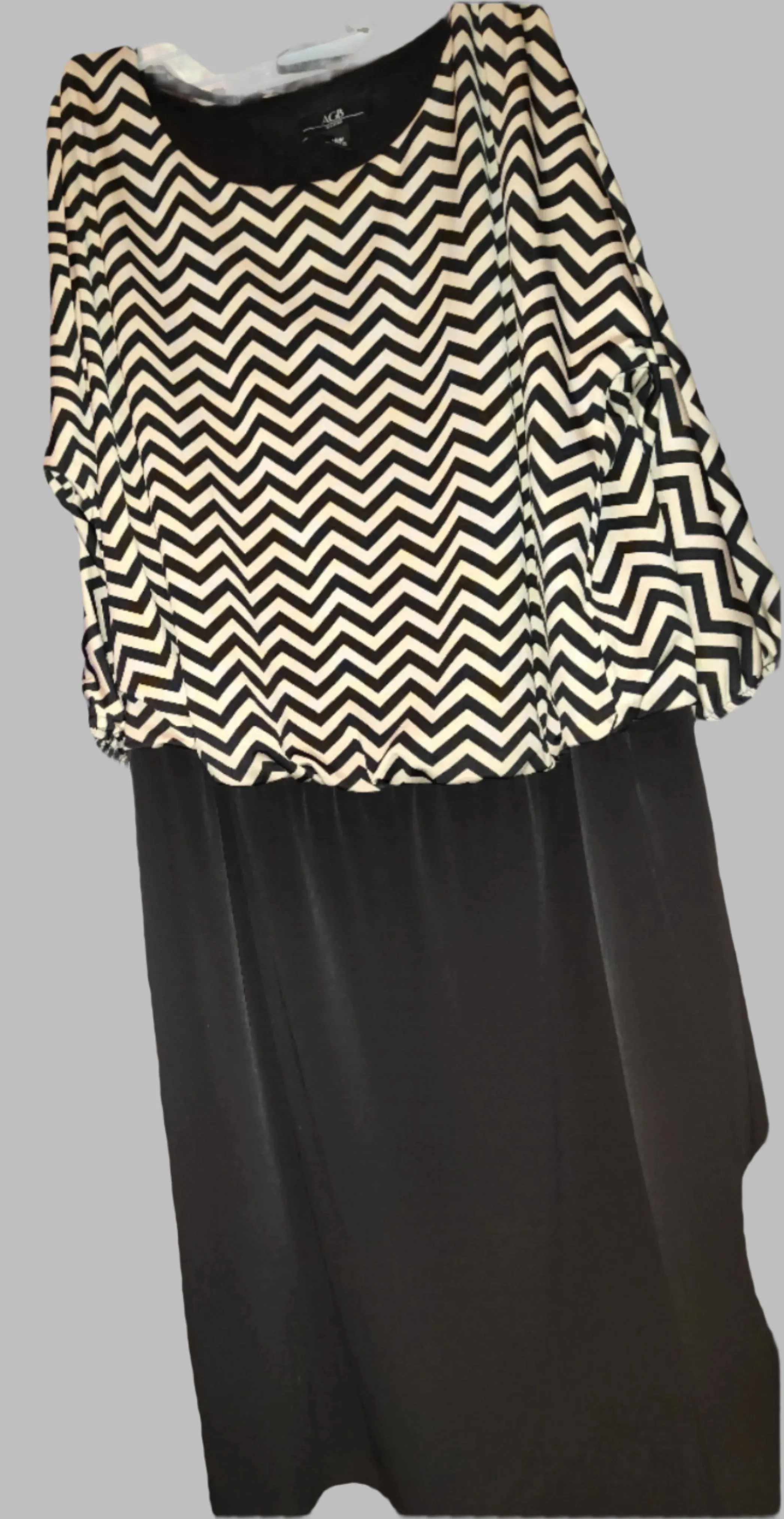 AGB Black and Tan Midi Dress with Half Sleeves