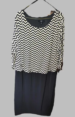 AGB Black and Tan Midi Dress with Half Sleeves