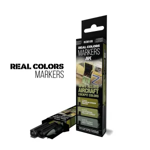 AK Interactive Real Colors Markers Set x3 - WWII Allied Aircraft Cockpit Colors