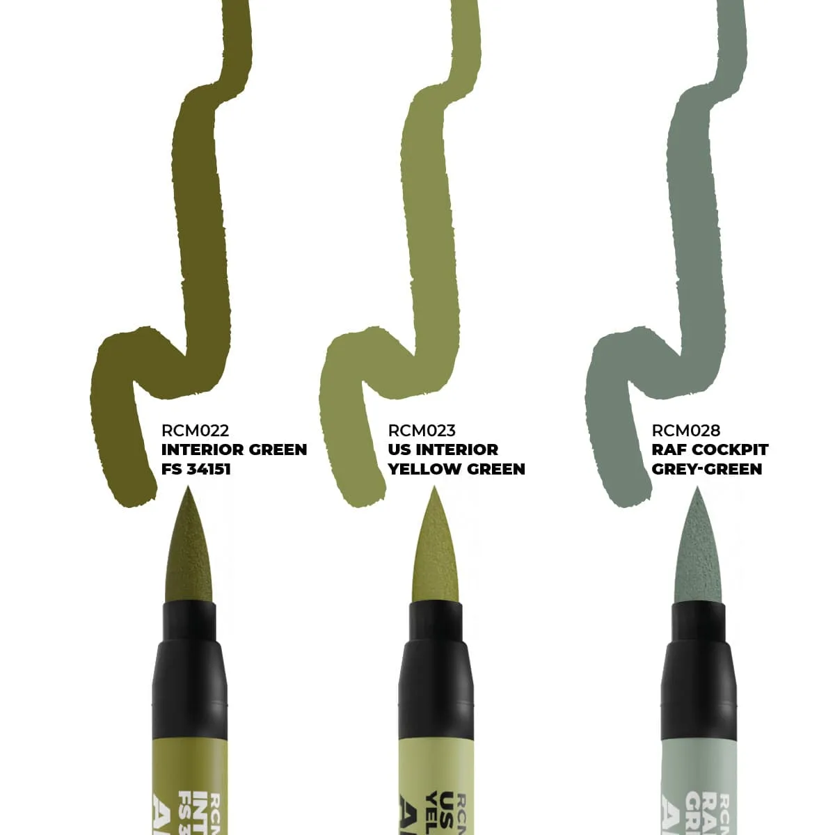AK Interactive Real Colors Markers Set x3 - WWII Allied Aircraft Cockpit Colors