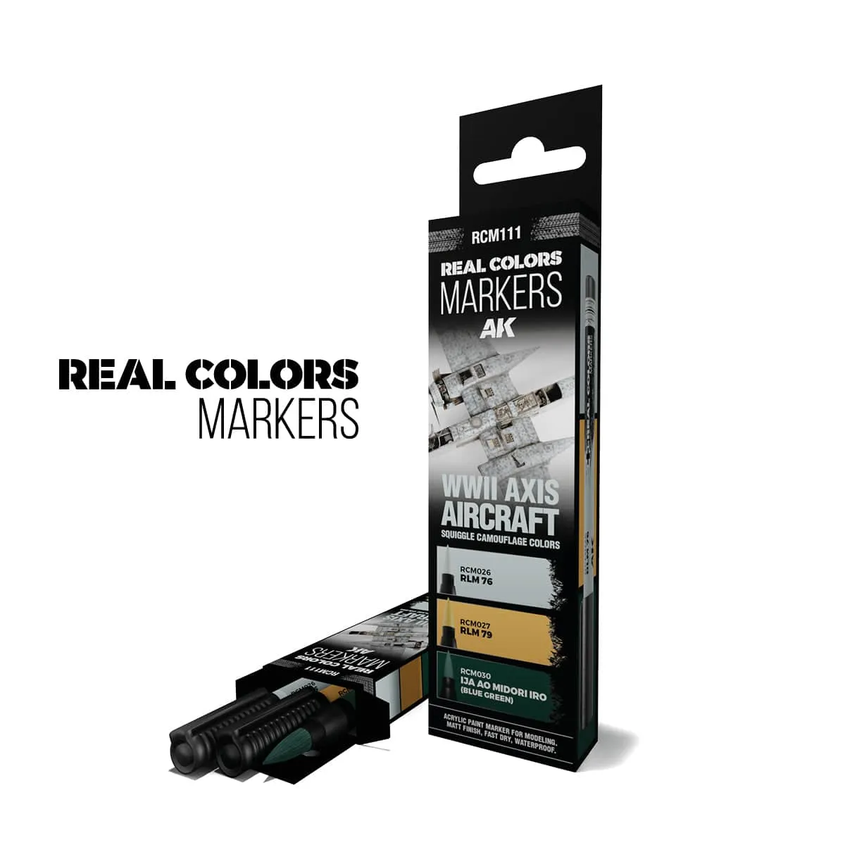 AK Interactive Real Colors Markers Set x3 - WWII Axis Aircraft Squiggle Colors