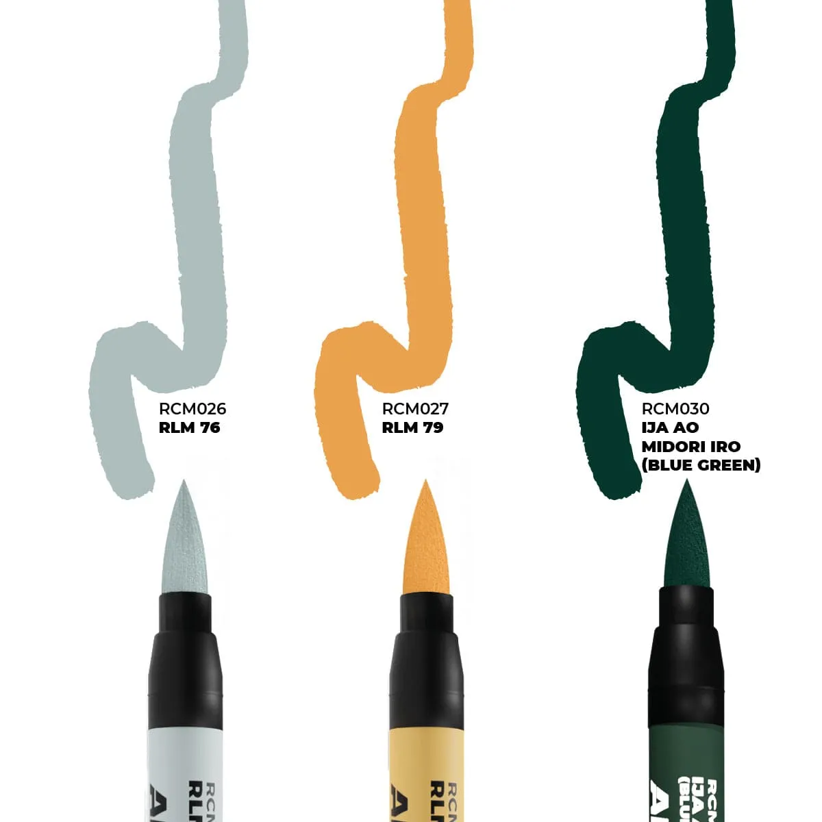 AK Interactive Real Colors Markers Set x3 - WWII Axis Aircraft Squiggle Colors