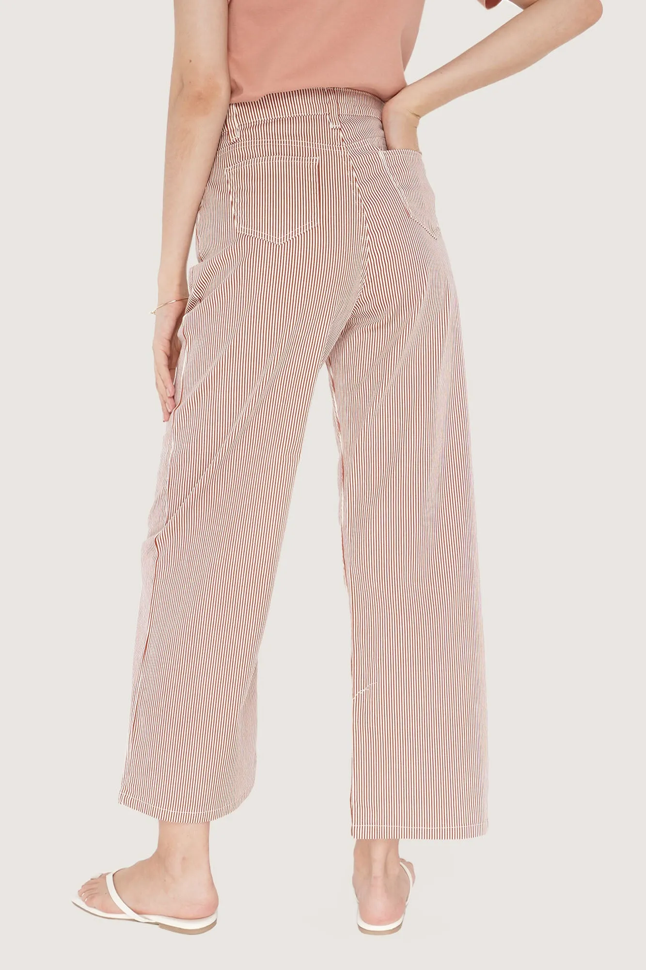 Ankle Length Relaxed Pinstriped Pants