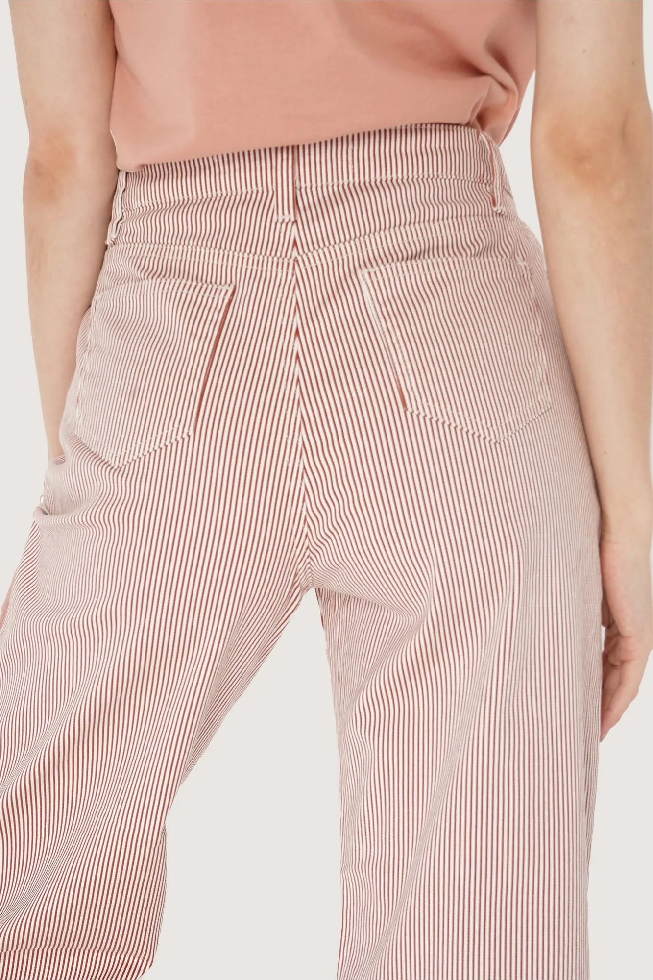Ankle Length Relaxed Pinstriped Pants