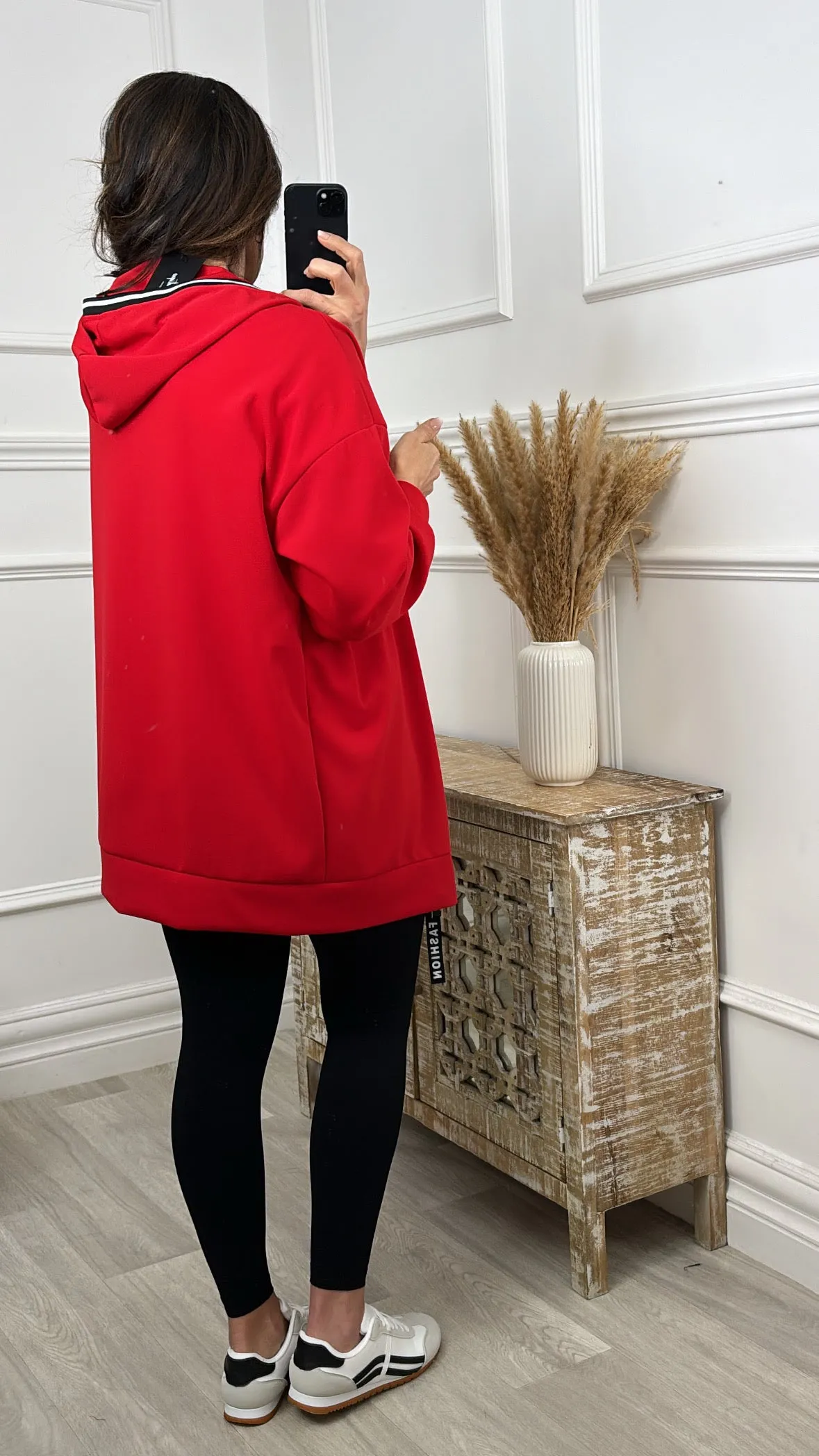 Ariela Red Hooded Zipper