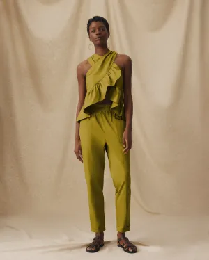ASTROS | Olive Green Cotton Tapered Trousers