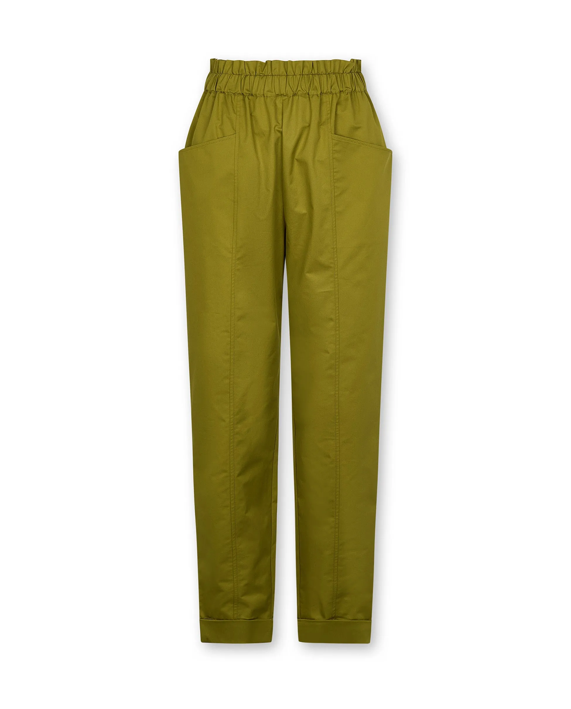 ASTROS | Olive Green Cotton Tapered Trousers