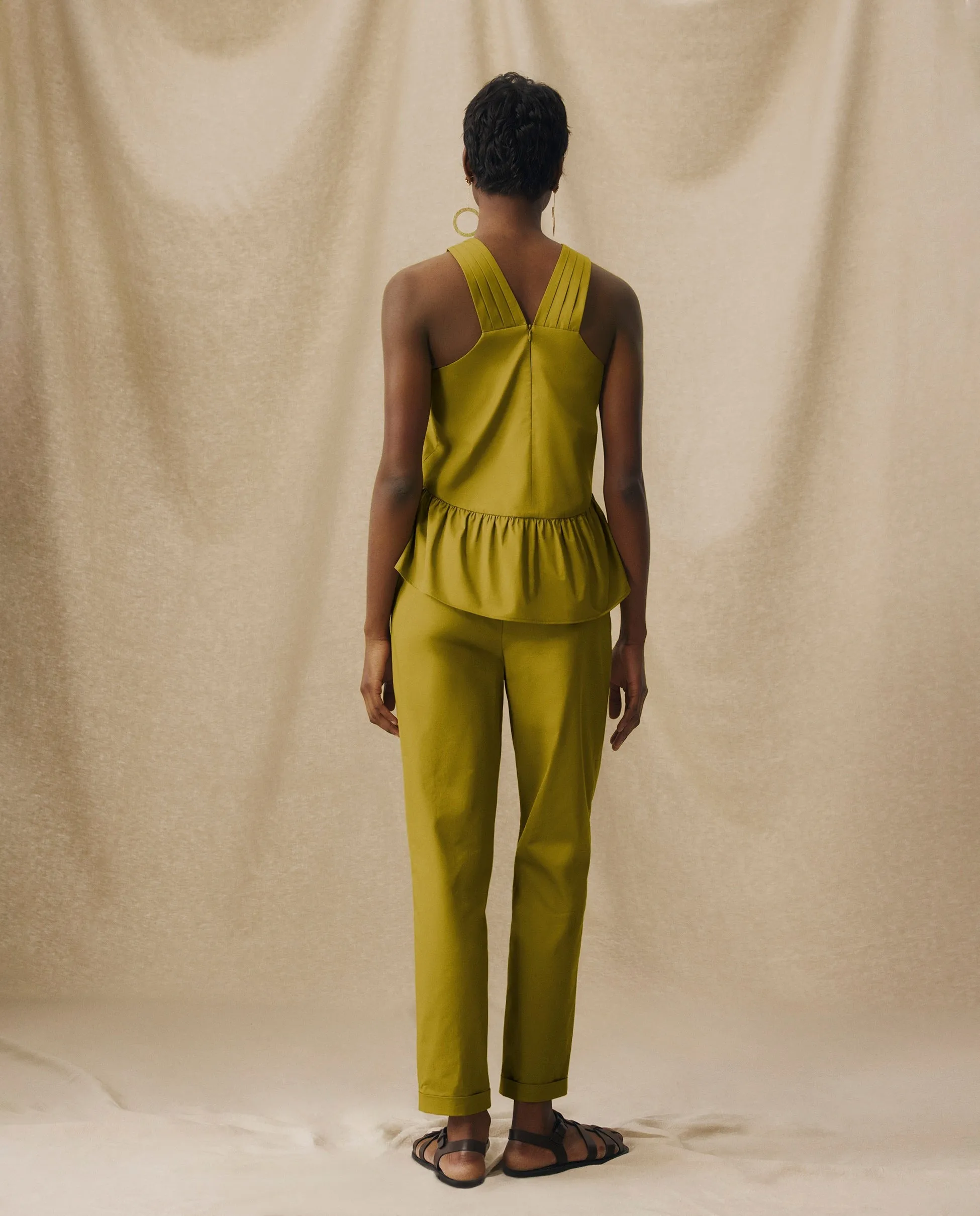 ASTROS | Olive Green Cotton Tapered Trousers