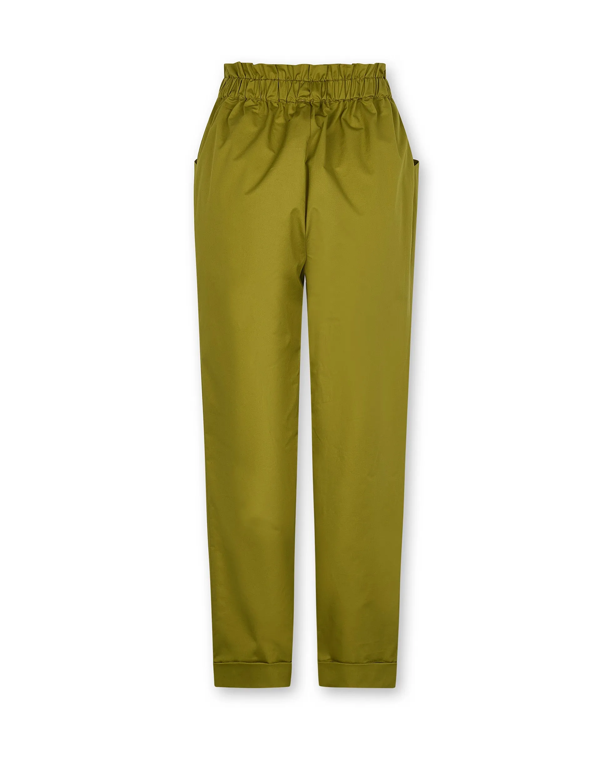 ASTROS | Olive Green Cotton Tapered Trousers
