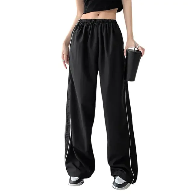 Baggy Drawstring Elastic Low Waist Parachute Pants