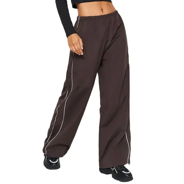 Baggy Drawstring Elastic Low Waist Parachute Pants