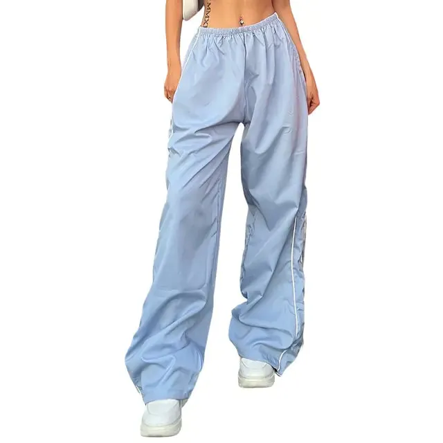 Baggy Drawstring Elastic Low Waist Parachute Pants