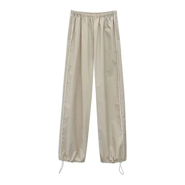 Baggy Drawstring Elastic Low Waist Parachute Pants