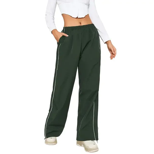 Baggy Drawstring Elastic Low Waist Parachute Pants