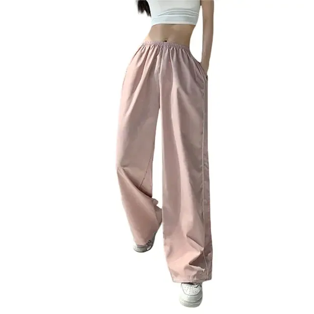 Baggy Drawstring Elastic Low Waist Parachute Pants