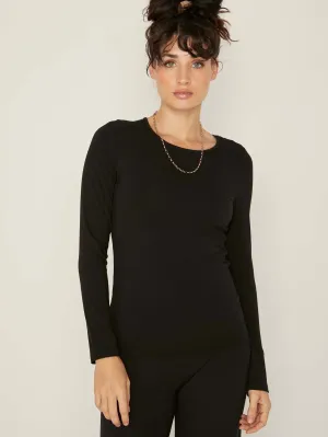 Bamboo Crew Neck L/S Tee - Black