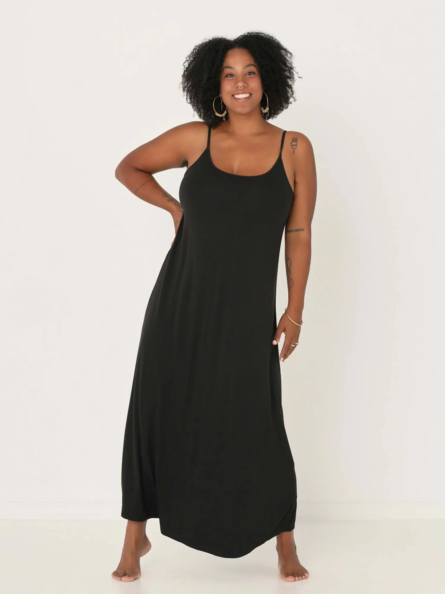 Bamboo Swing Maxi Dress - Black