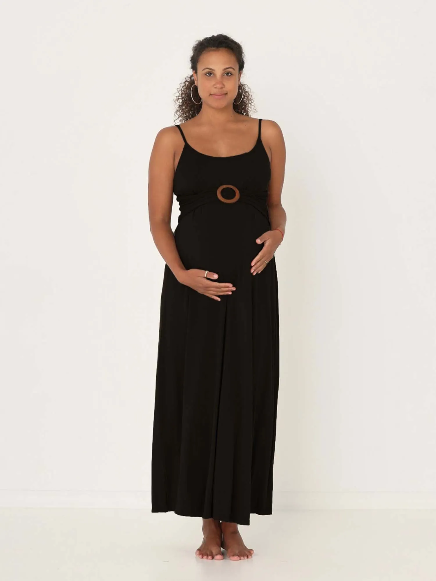Bamboo Swing Maxi Dress - Black