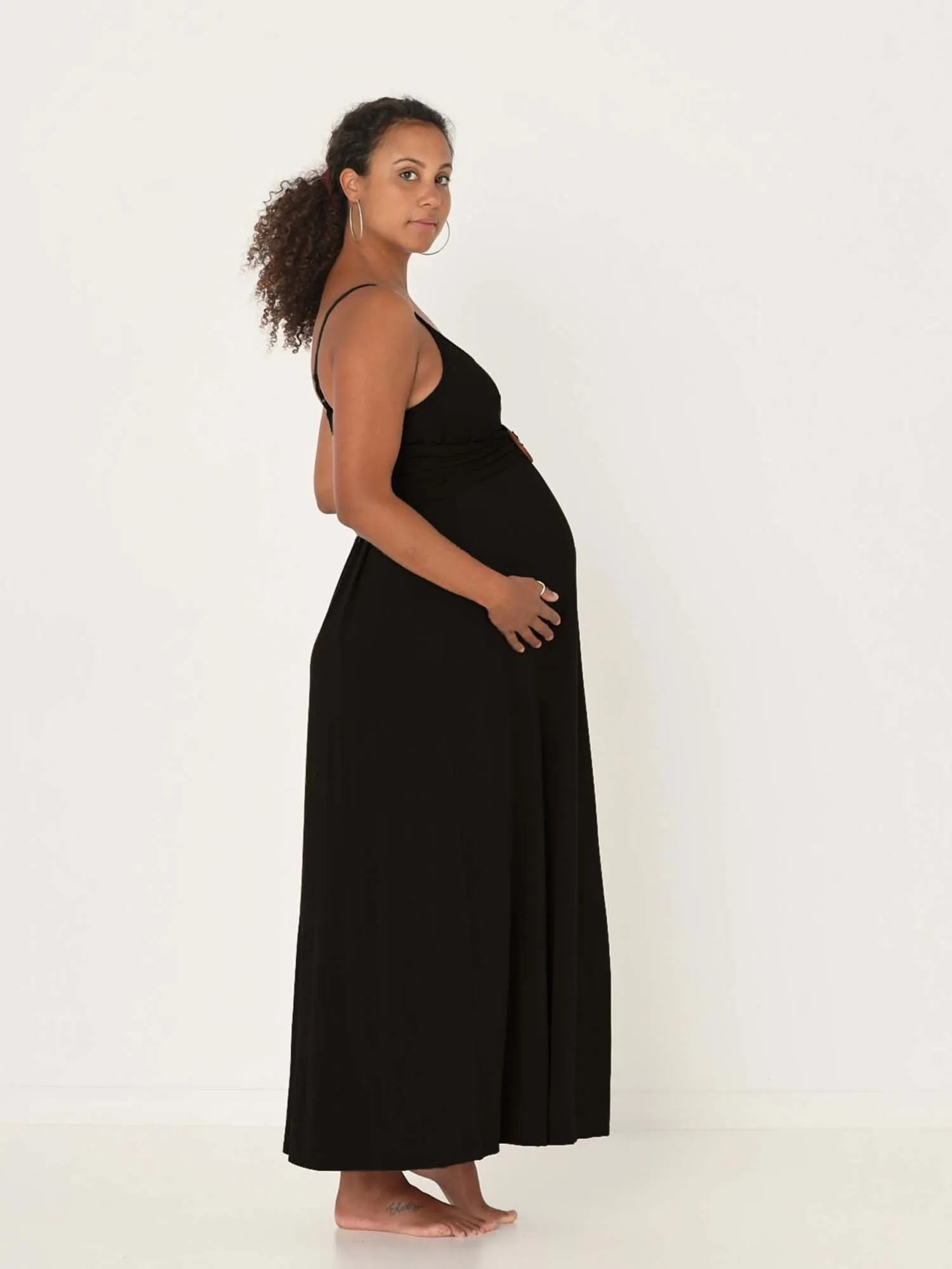Bamboo Swing Maxi Dress - Black