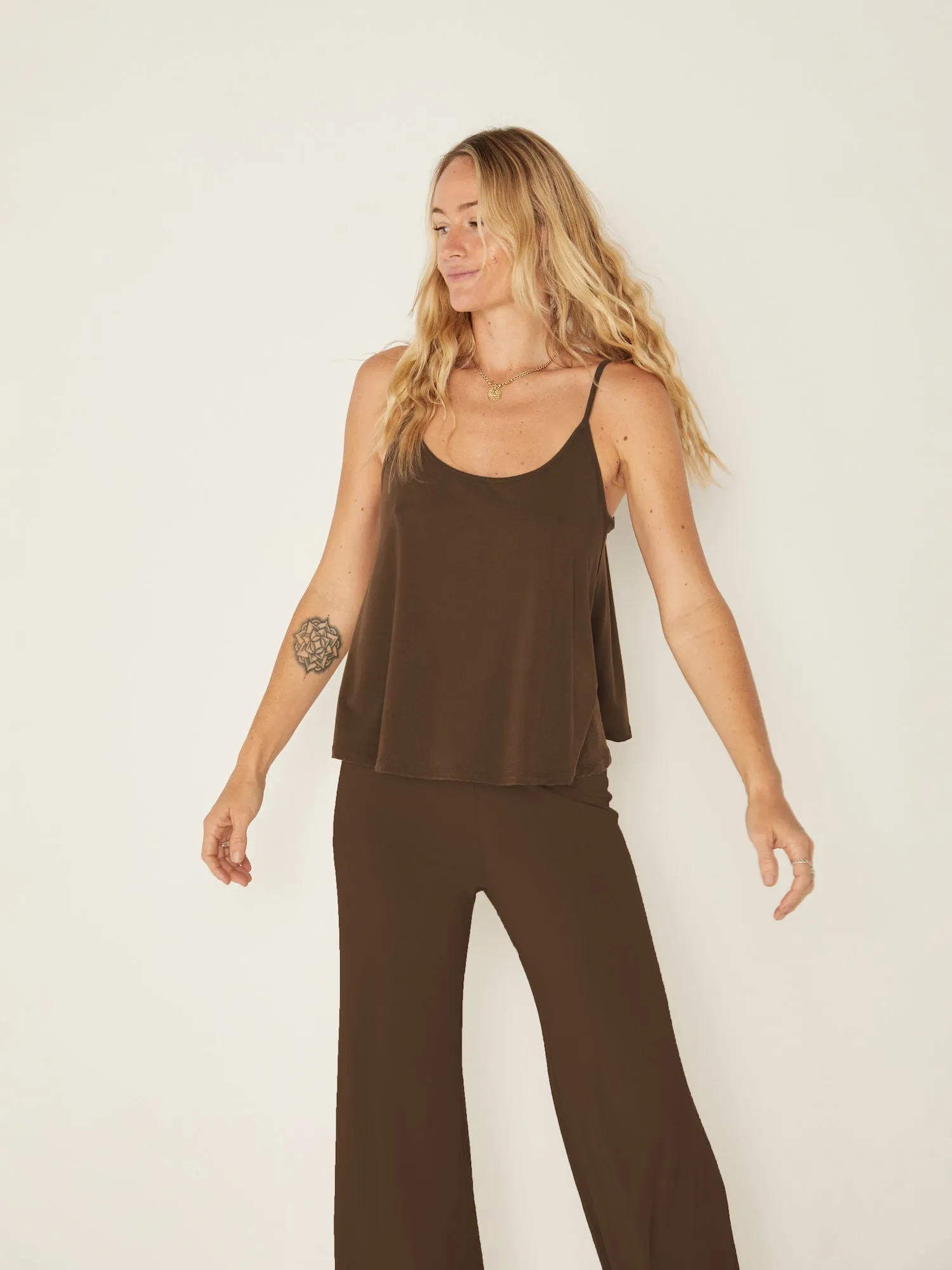 Bamboo Swing Singlet - Cocoa