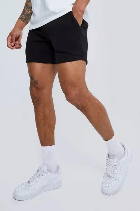 BASIC SLIM FIT SHORT LENGTH BLACK JERSEY SHORT