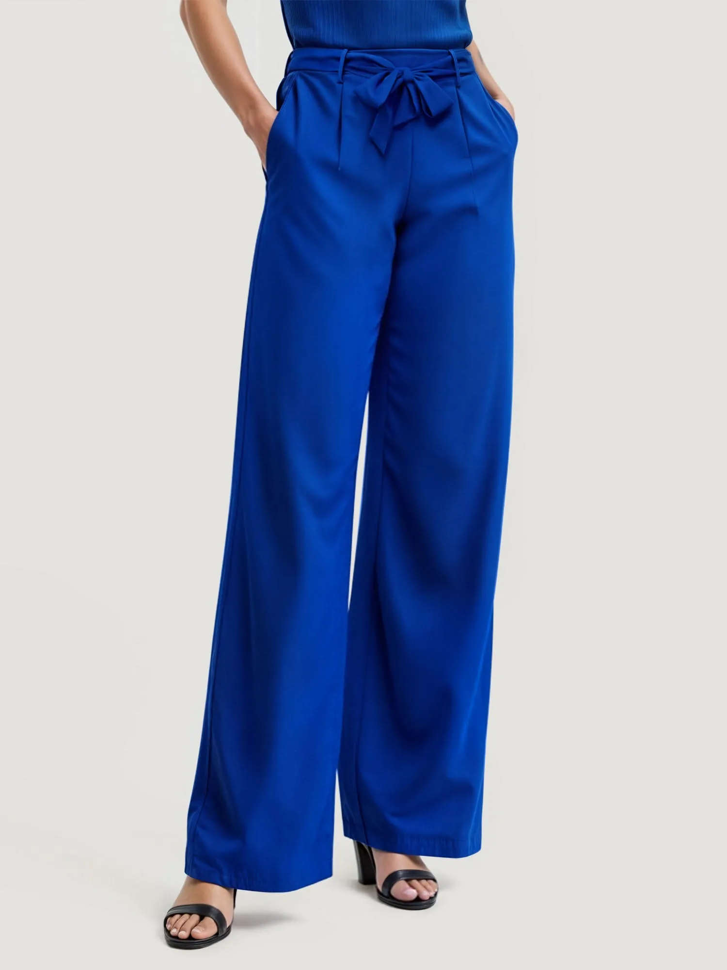 Belted Wide Leg Casual Pants