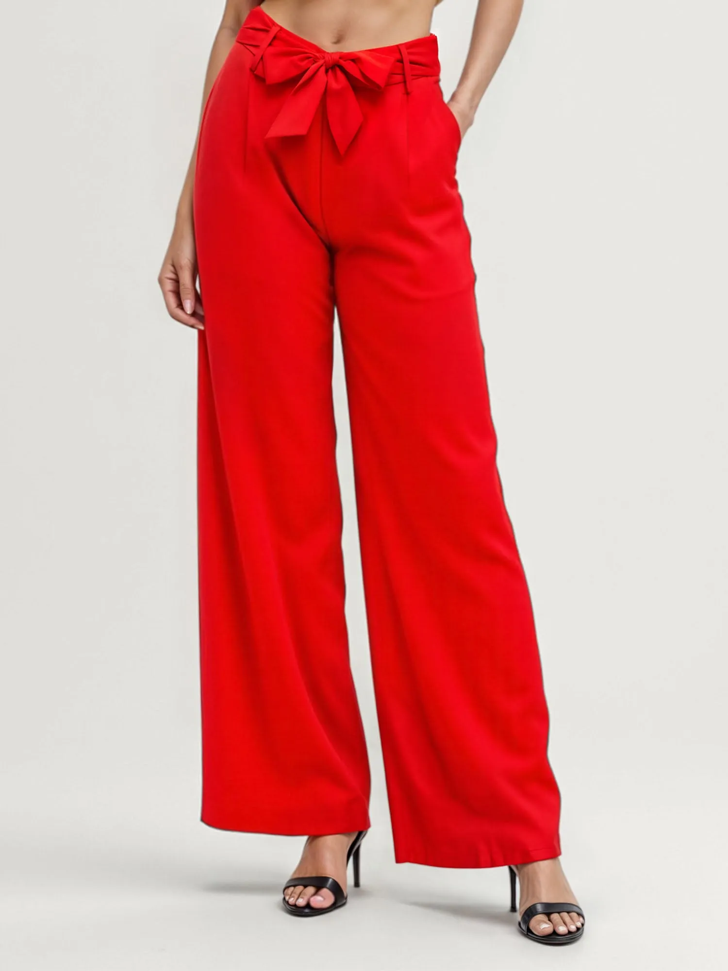 Belted Wide Leg Casual Pants