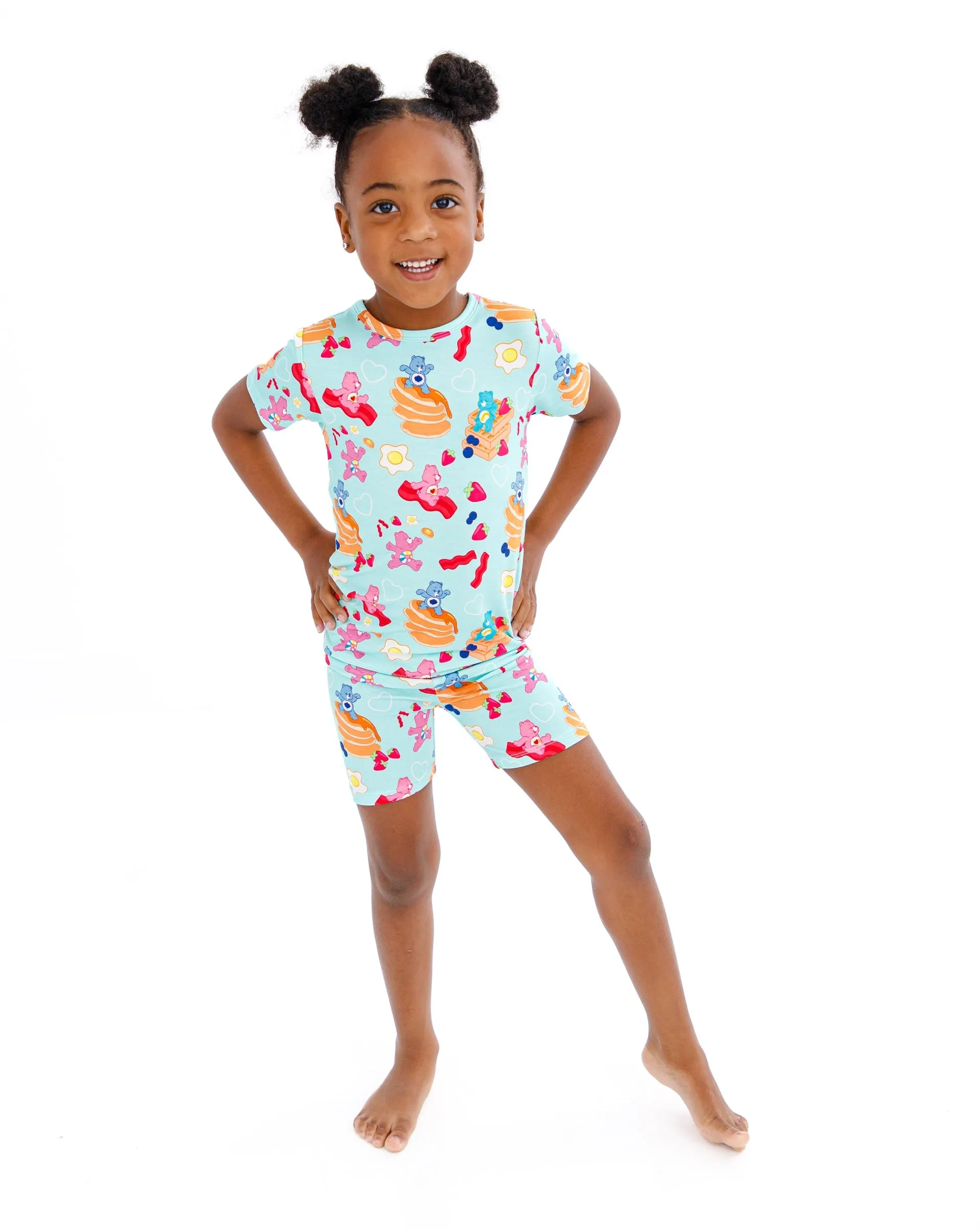 Birdie Bean Care Bears™ Breakfast Bears Pancake Print 2-piece Short Sleeve Kids Pajamas with Shorts
