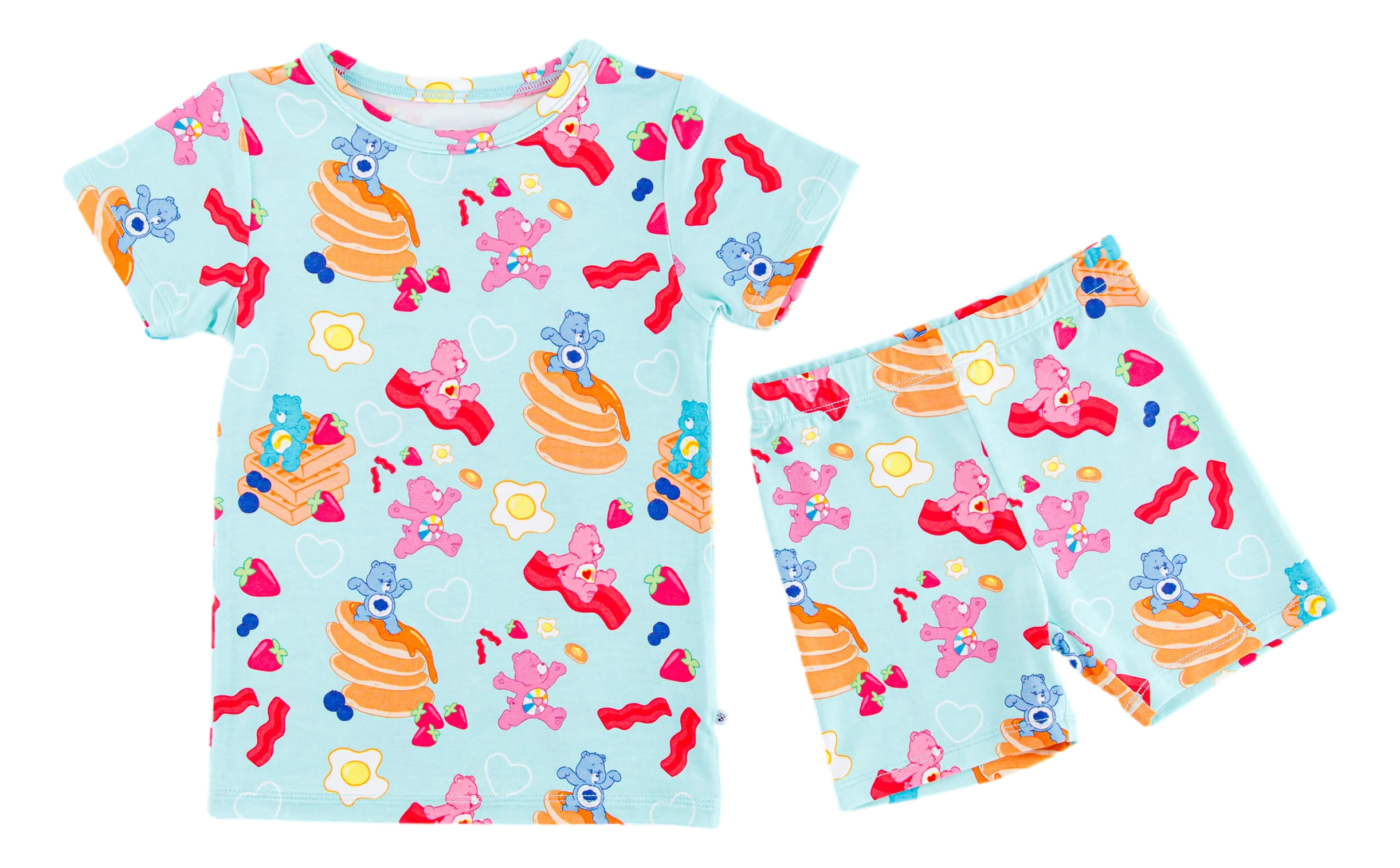 Birdie Bean Care Bears™ Breakfast Bears Pancake Print 2-piece Short Sleeve Kids Pajamas with Shorts