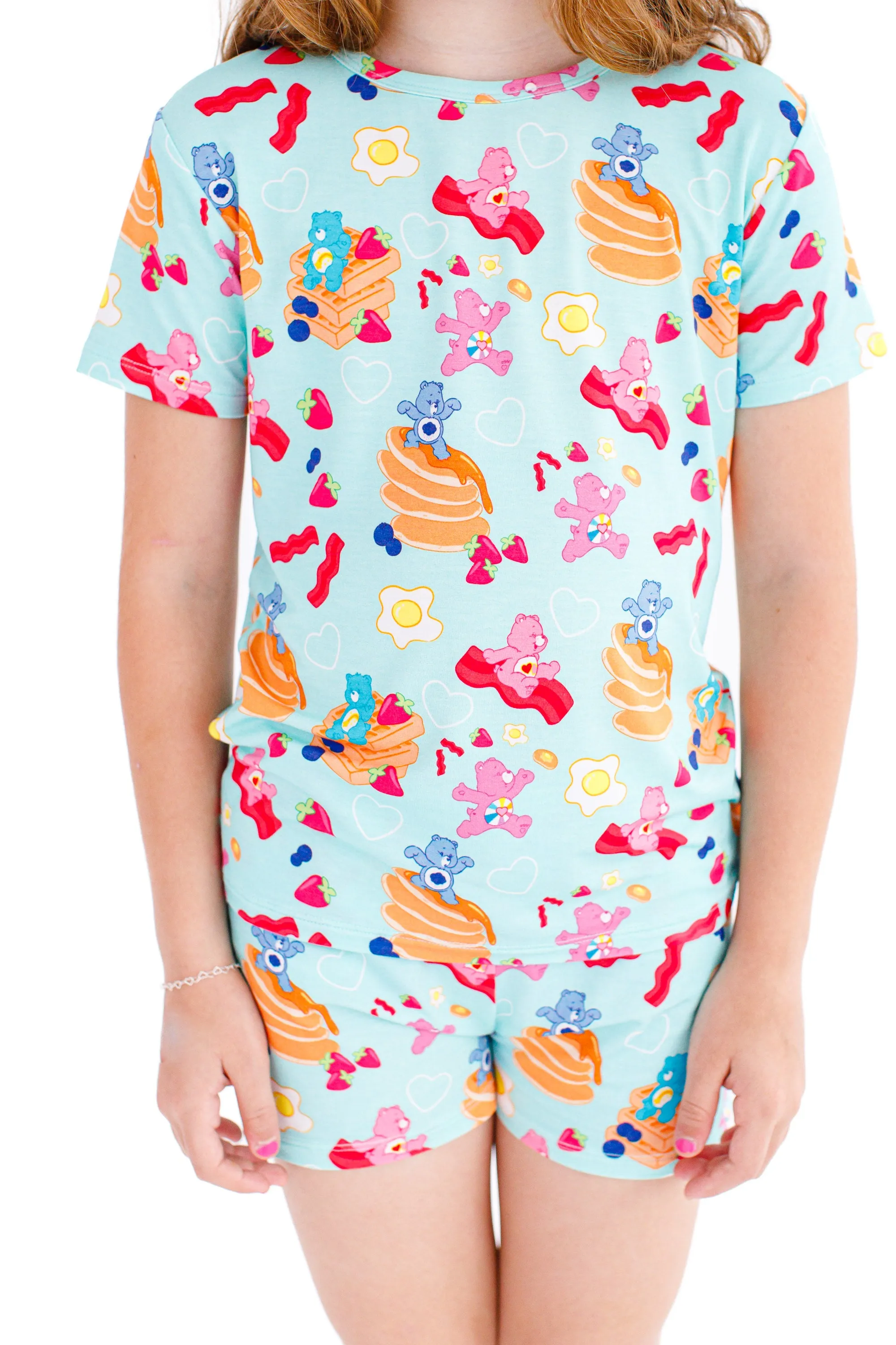 Birdie Bean Care Bears™ Breakfast Bears Pancake Print 2-piece Short Sleeve Kids Pajamas with Shorts
