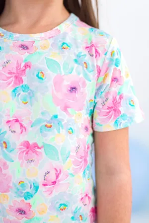 Birdie Bean Trinity Floral Print 2-piece Short Sleeve Kids Pajamas with Pants