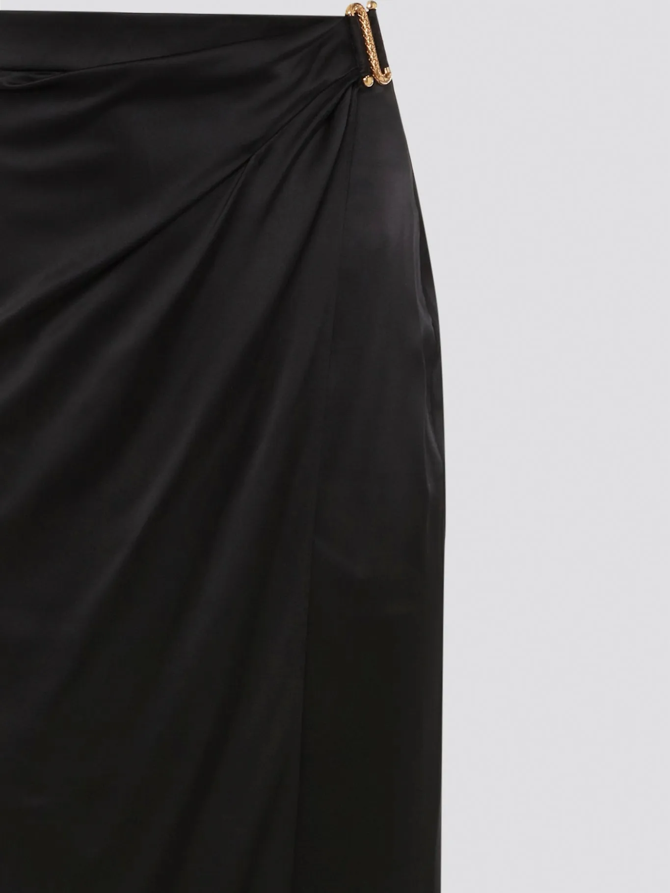 Black Draped Maxi Skirt