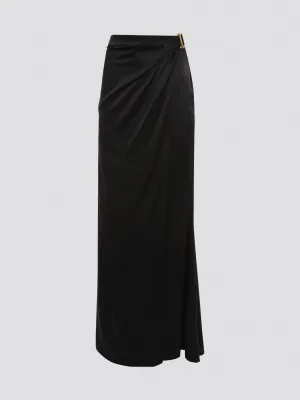 Black Draped Maxi Skirt